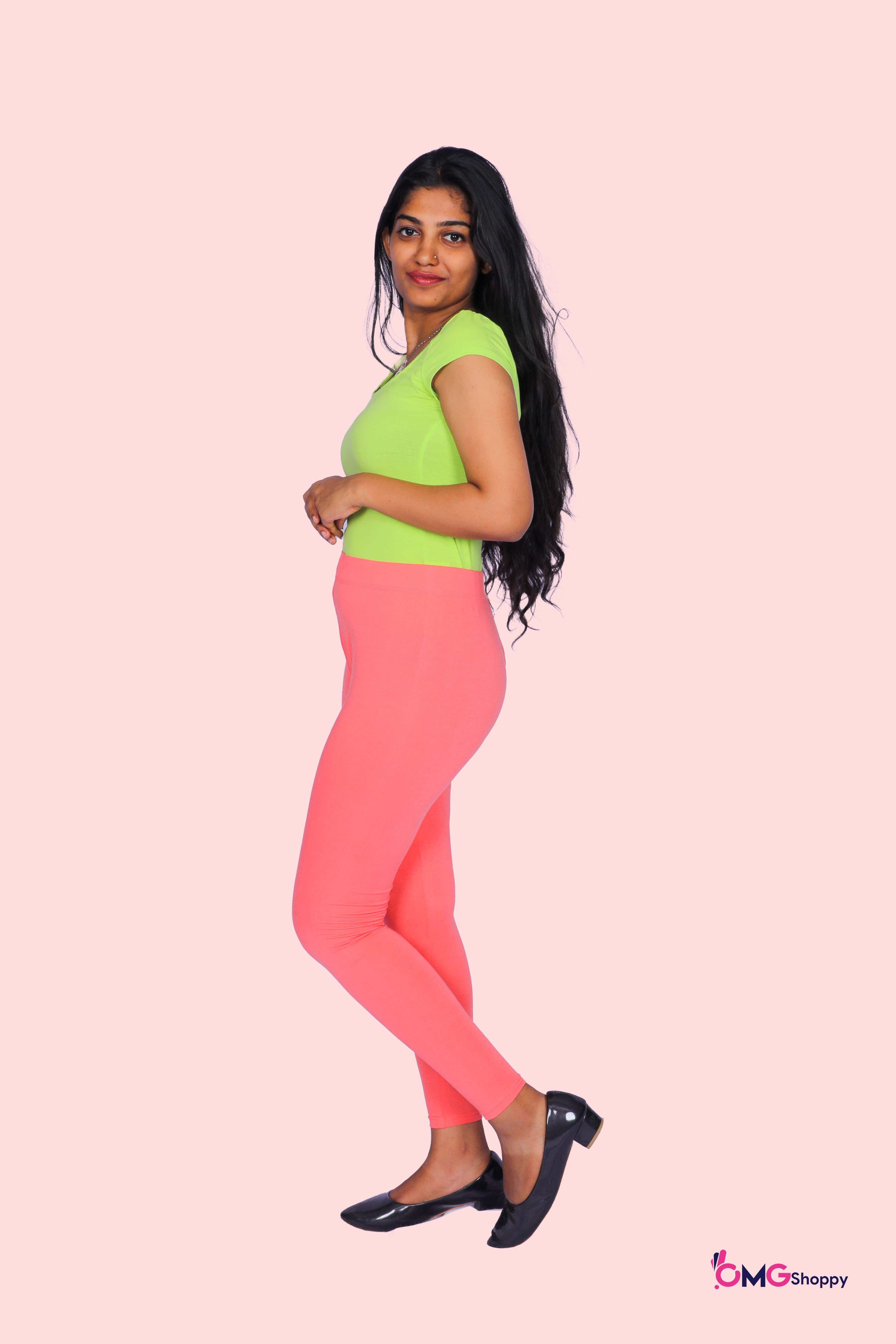 OMG Dark-Pink Ankle Length Leggings - 043